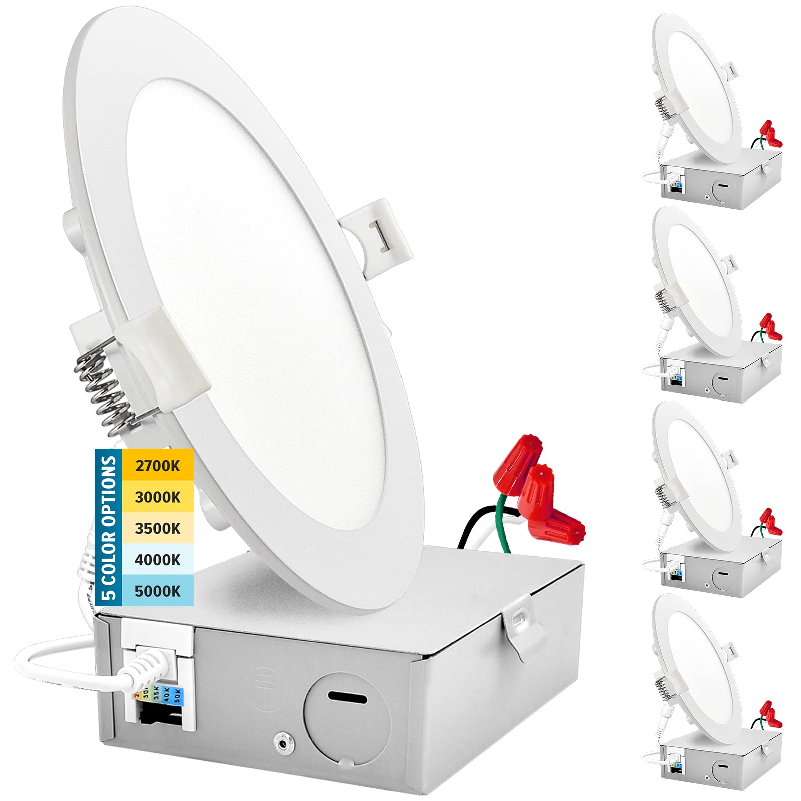 Sunperian 12 Faretti LED Da Incasso Ultra Sottili 7,6 Cm - 5 Temperature Colore Selezionabili (2700K-5000K), 8W, 540 Lumen, Dimmerabili, IC Rated, ETL, Garanzia 5 Anni