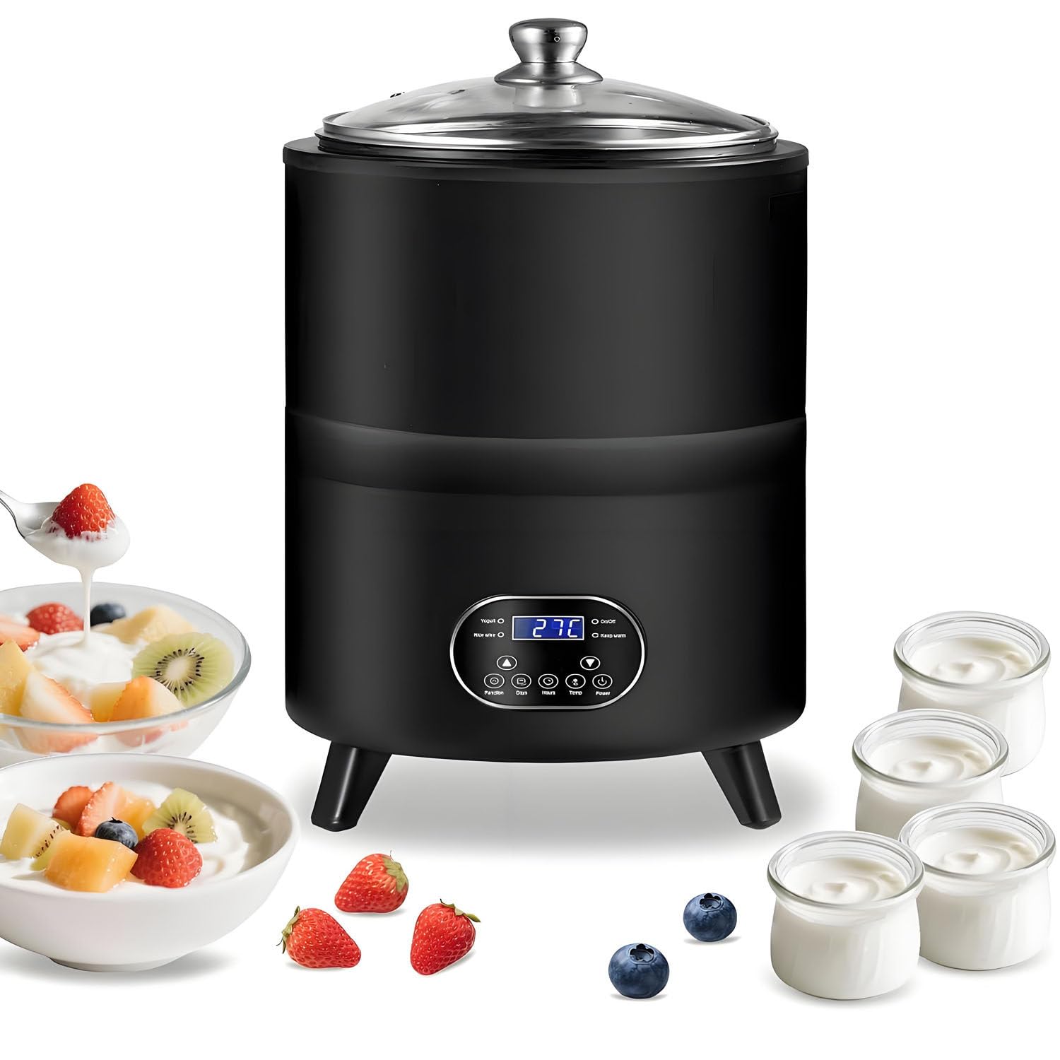 Inteligentna Maszyna Produkcji Jogurtu Regulacją Temperatury 360°,Komercyjne Maszyny Fermentacji Jogurtus,Domowe Elektryczne Urządzenie Fermentacji,do Produkcji Jogurtu Black-12L