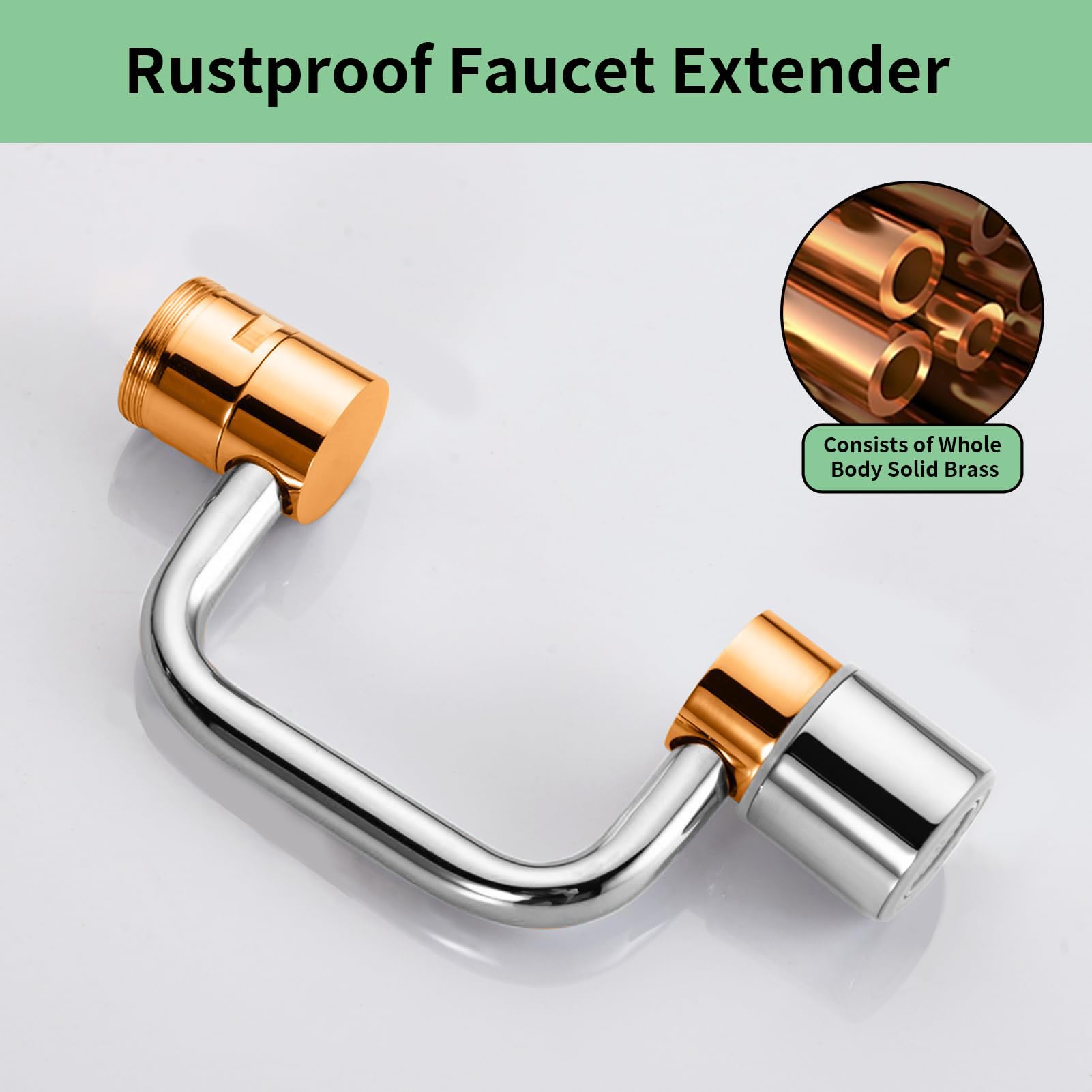 SELLO Extensor de grifo giratorio de 1080°, aireador de grifo giratorio de metal con extensión de latón
