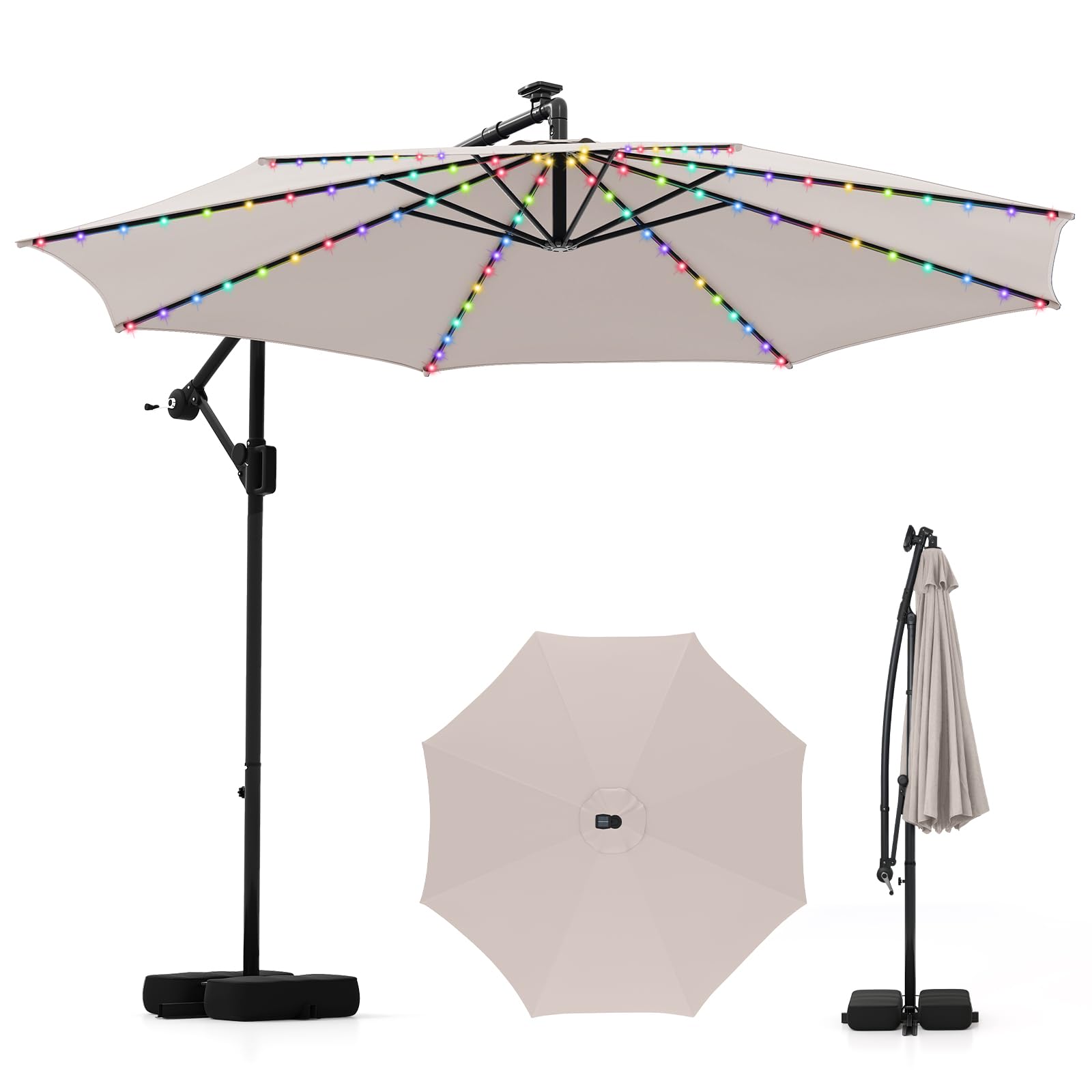 10 foot patio umbrella with solar lights EliteShade 9ft Solar LED Patio Umbrella Eurmax