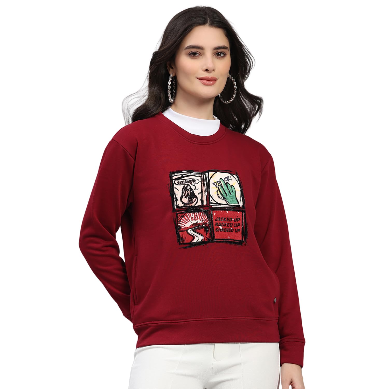 monte carlo Women's Regular Fit Printed Round Neck Pull On Closure Full Sleeve Winter Top (Pack of 1)-picture-44