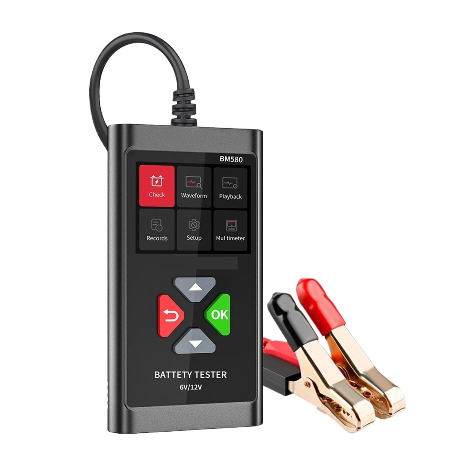 Tester for batteria auto BM580/BM550 da 24 V, 6, 12, test di carica e avviamento, analizzatore circuito CCA, kit diagnostico for moto, accessori for Alternatore di avviamento(BM580 6V 12V)