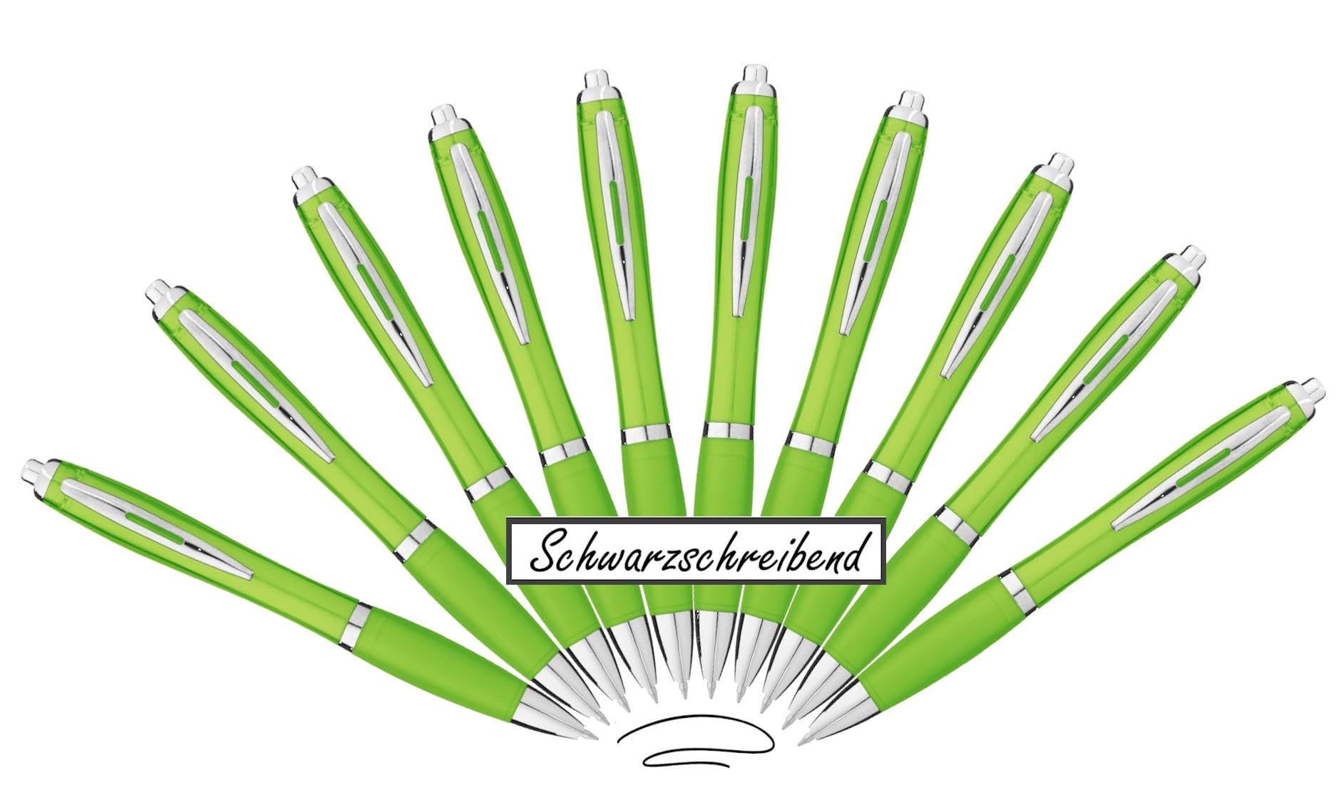 Libetui 10 Ballpoint Pens Black Writing - Light Green Pens with Ergonomic Grip Zone, Large Capacity Refill & Clip, Retractable Ballpoint Pens for Office, School & Everyday Use