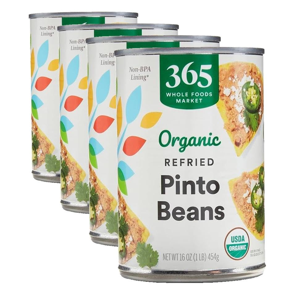 Image of 365 by Whole Foods Market, Beans Pinto Refried Organic, 16 Ounce (Pack of 4)