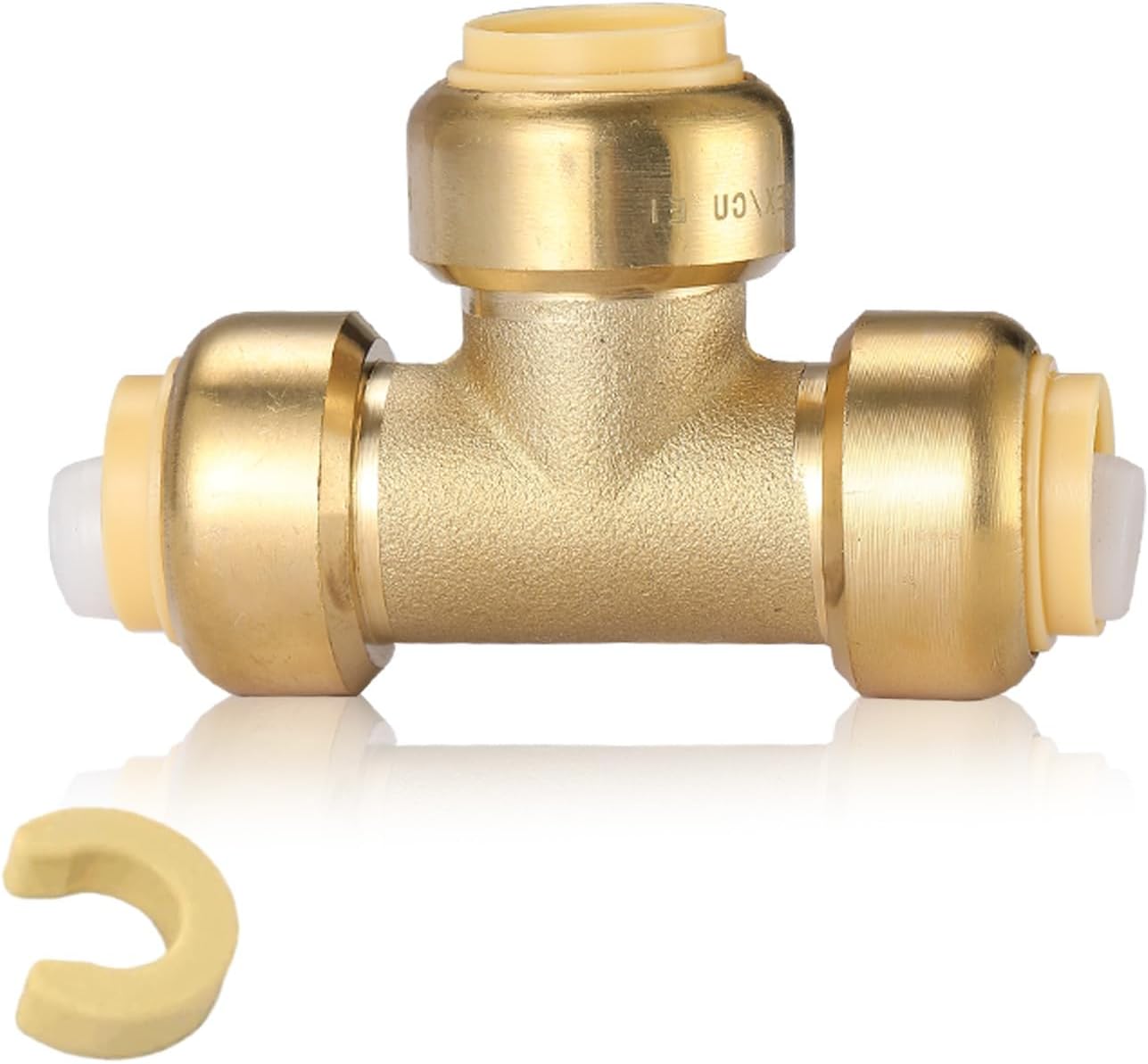 (Pack of 2) EFIELD 3/8 Inch Tee Push-Fit Fitting to Connect Pex, Copper, CPVC With Disconnect Clip,(PF212)