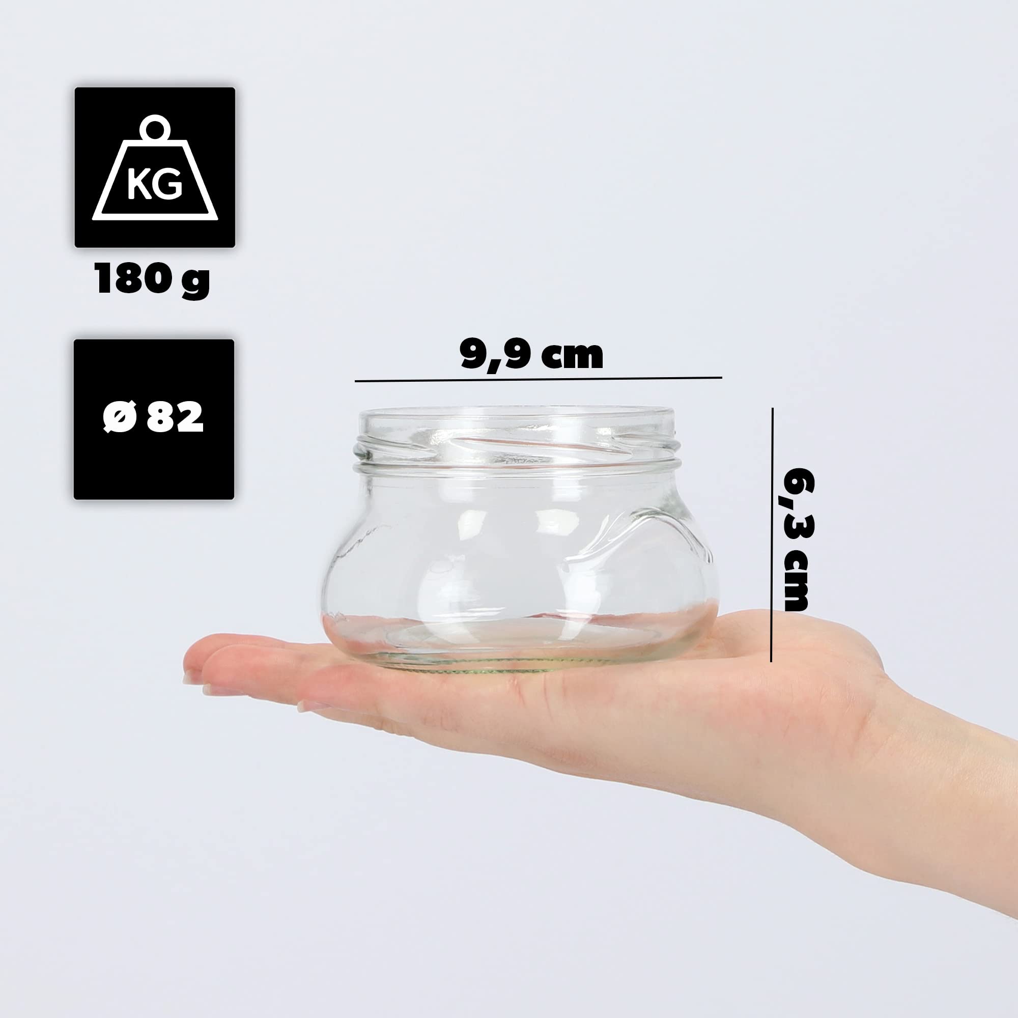 KADAX Set di 50 vasetti per marmellata in Vetro 300ml Ø82 Fiori – Tappo a Vite ermetico, per marmellate, Miele, confetture e bomboniere