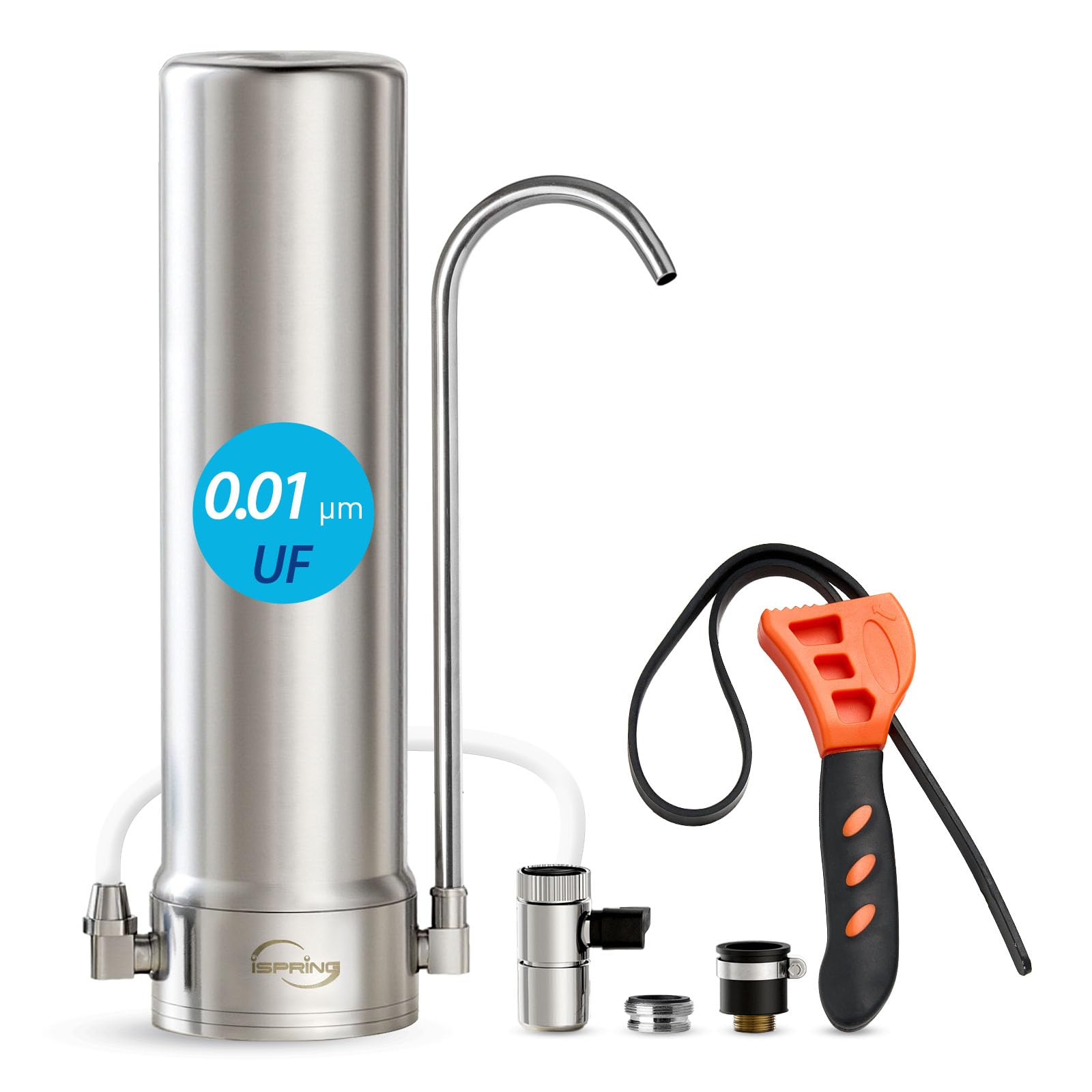 iSpring CKC1S Water Filter Tap, Multi-Stage Stainless Steel Countertop Water Filter with 0.01 μm Ultrafiltration Technology, Reduces Heavy Metals, Sediment and 99% Chlorine