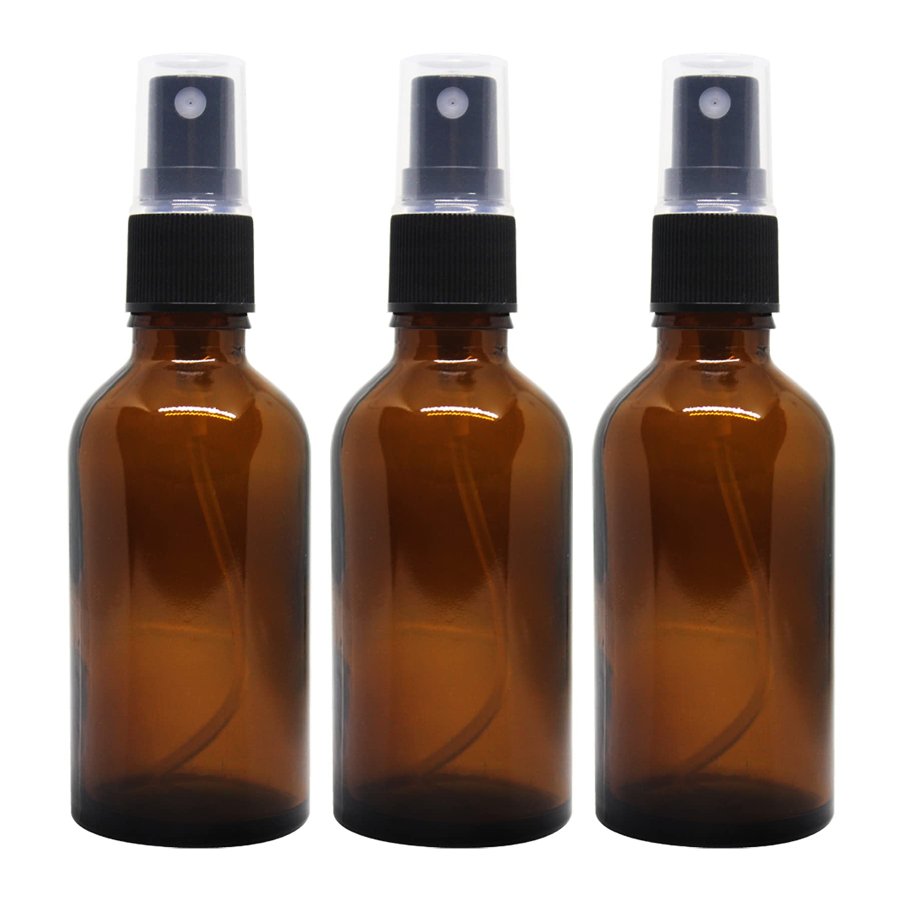 nsb herbals 50 ml Refillable Amber Fine Mist Spray Glass Bottles with Leak Proof Spray Pump for Multipurpose uses for DIY Perfume, Essential Oils, Blends, Aromatic Water, Beauty Products (Pack of 3)