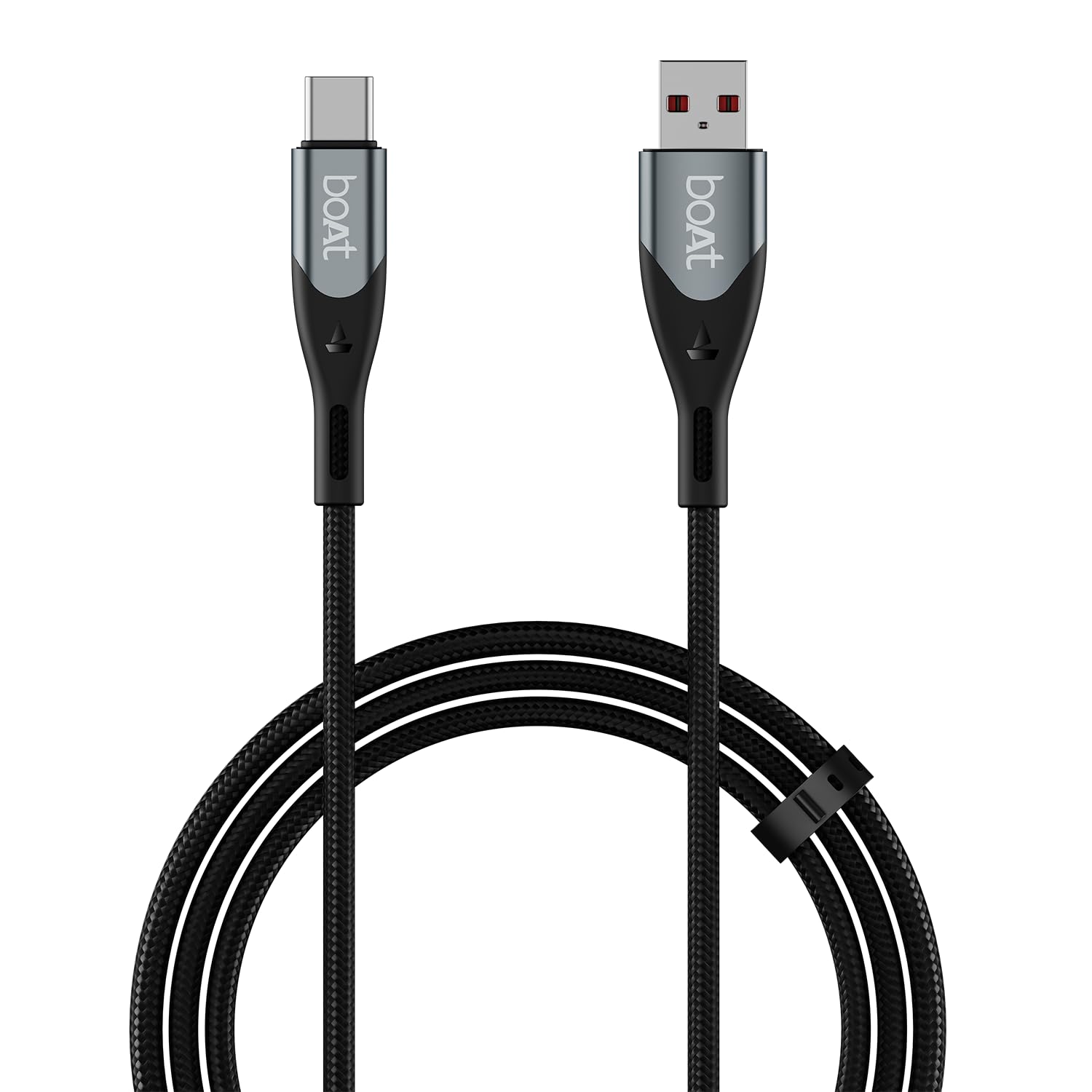 boAt Type A to C 65W Fast Charging Cable with 480 Mbps Data Transfer, 3.9 ft (1.2 m) Length | Tangle-Free Cable in Premium Nylon Braided Design (Carbon Black)