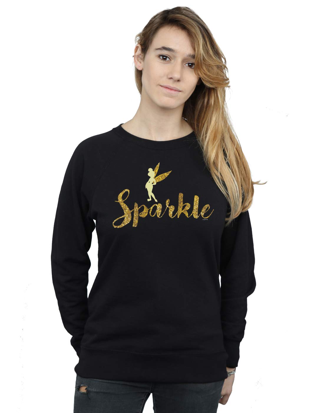 Disney Women's Princess Tinker Bell Sparkle Time Sweatshirt Black Large