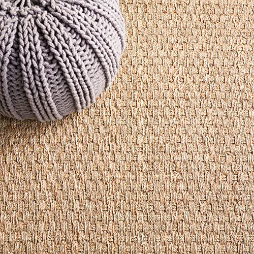SAFAVIEH Area Rug 9x12 - Natural Fiber Collection - Large - Natural & Grey, Seagrass, Basketweave Pattern with Border (NF114P) - Image 7