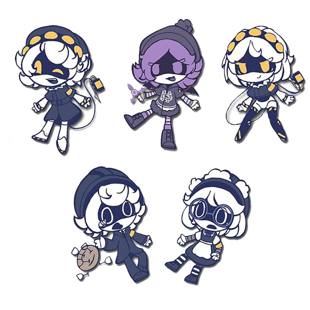 Murders Cyn N V J Badge, 5 Pieces Uzi Cyn J N Figure Brooch, Cute Cartoon Murders Cyn N V J Pins Toys, Acrylic Badge, Murders Cyn N V J Cyn Cosplay Props Set