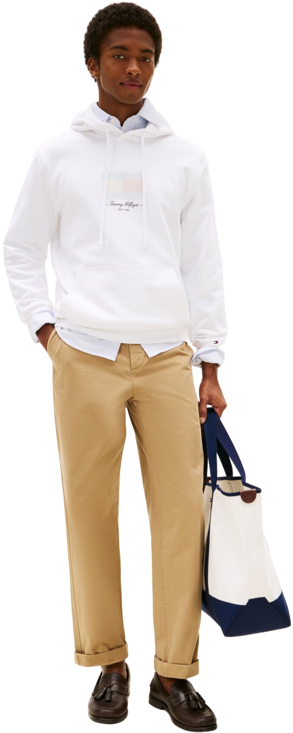 Tommy Hilfiger Uomo Felpa con Cappuccio Ithaca Flag in Cotone