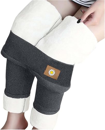 oelaio Women's Sherpa Lined Leggings Plus Size Winter Warm Fleece Lined Sweatpants High Waist Tummy Control Thick Tights