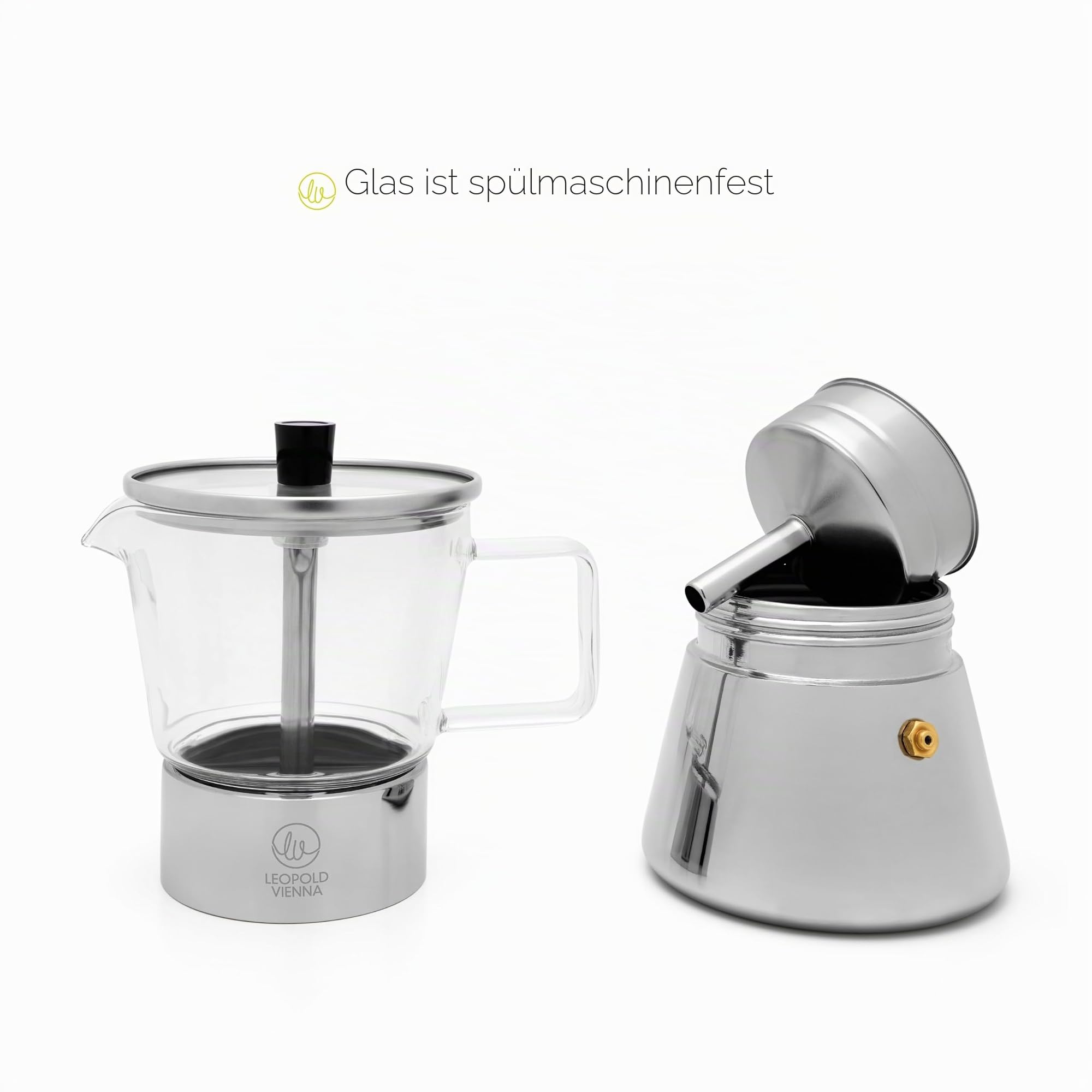 Leopold Vienna Espressokocher Induktion Edelstahl Kaffeezubereiter mit Edelstahl-Filter für 4 Tassen Espresso - für besten Kaffeegenuss