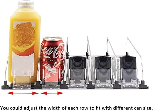 Miniatura 3 de Organizador de bebidas para refrigerador, dispensador de soda con deslizamiento suave y rápido, ancho ajustable (5, 12.2 in)