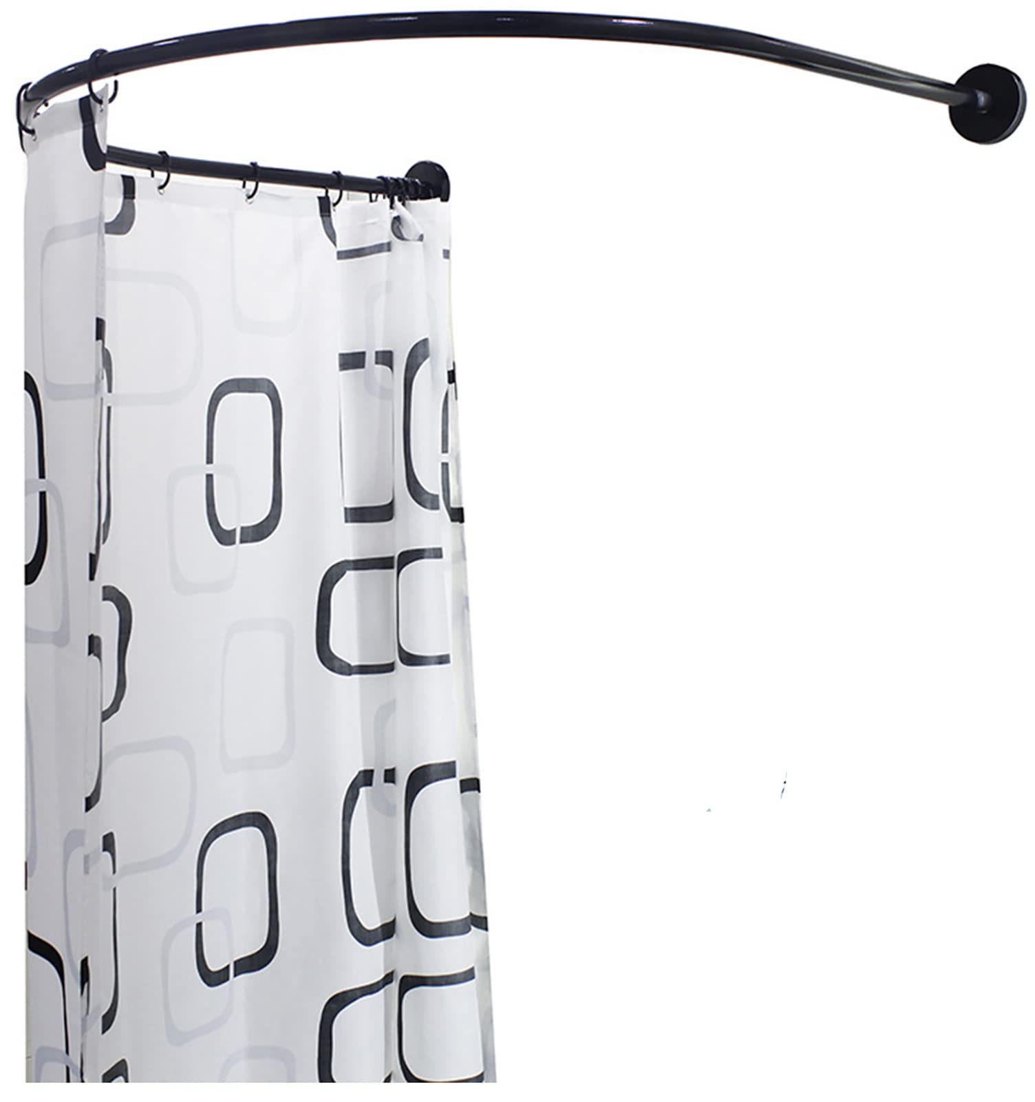 GLDYTVF Curved UShaped Shower Curtain Rod 304 Stainless Steel NoDrill WallMount Thickened Design for Bathroom & Fitting Room Size: C 80x90x80 CM