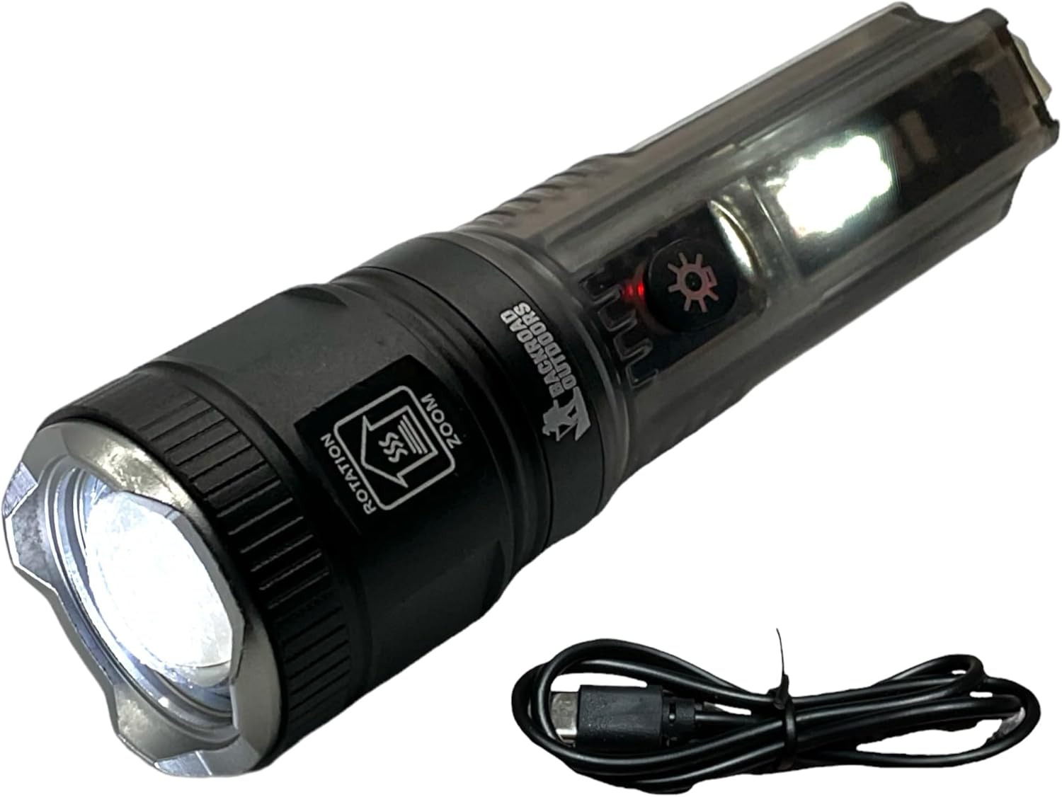 1000 Lumen Rechargeable Zoomable Flashlight with USB Cable and Battery Included, Solar Charging, 7 Modes, Compact Size, Durable, for Outdoor Activities