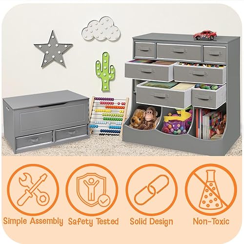 Miniatura 3 de Baúl de juguetes con superficie de banca color gris por Badger Basket, Gris