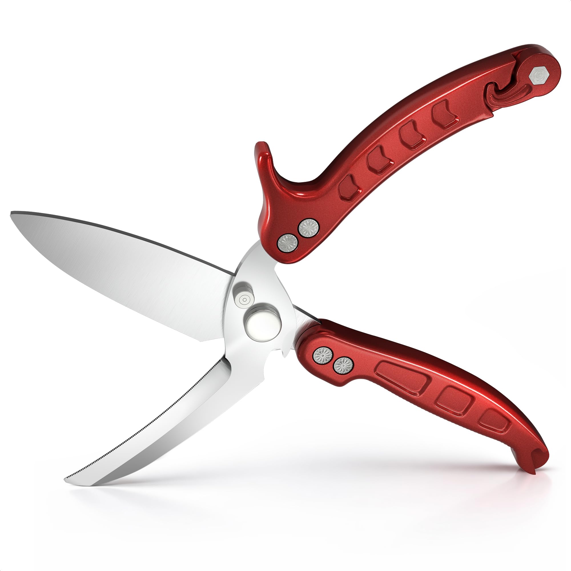 4-in-1 Kitchen Shears Heavy Duty - Detachable Poultry Shears with Micro-Serrated Blades, Spring-Loaded Action & Non-Slip Metal Handle, Dishwasher Safe