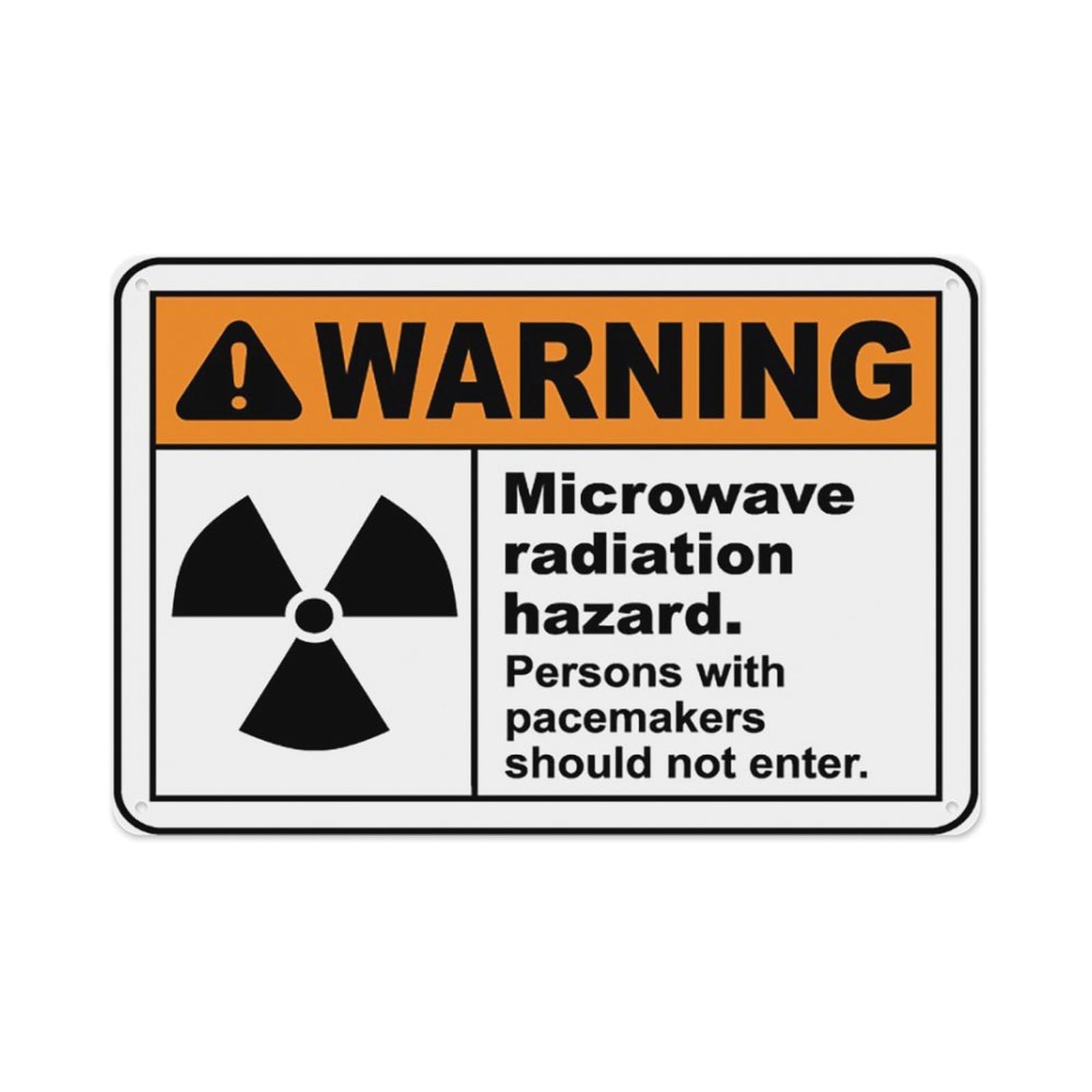 peiyeety Microwave Radiation Hazard Sign Aluminum Tin Warning Signs For Home Outdoor Garden 8X12 Inches