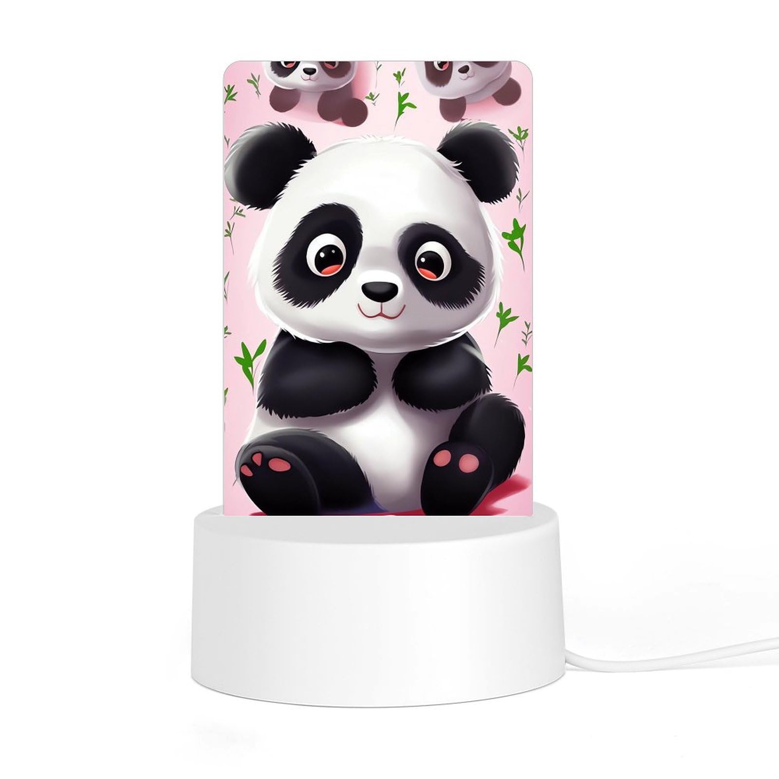Acrylic Night Light with Base, Panda Star Printed Desktop Night Light LED Bedside Night Light for Bedroom, Bathroom, Corridor, Holiday Gift