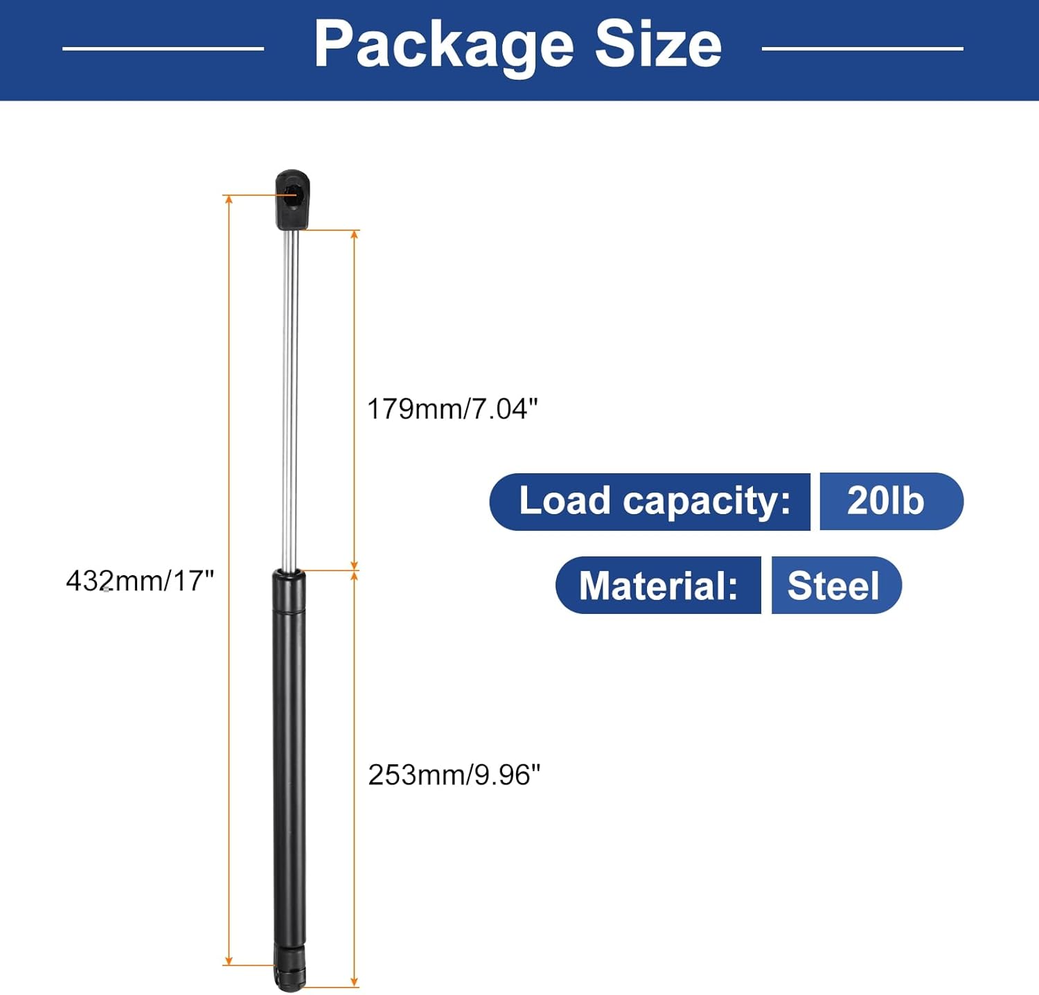 MECCANIXITY 17 Inch 20lb/89N Gas Strut Gas Shock Spring Lift Support Shock Strut Spring for Truck Door, RV Cabinet Door, Boat Window, Tool Box Lid, Storage Cabinet, 2 Pack