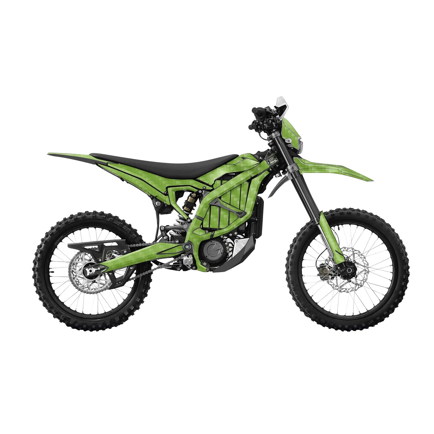 Carbon Fiber Surron Ultra Bee Graphics Kit Wrap - Solid Lime Green - Sur-Ron Skin - Premium 3M Vinyl Protective Wrap Decal Cover - Easy to Apply | Crafted in The USA by MightySkins