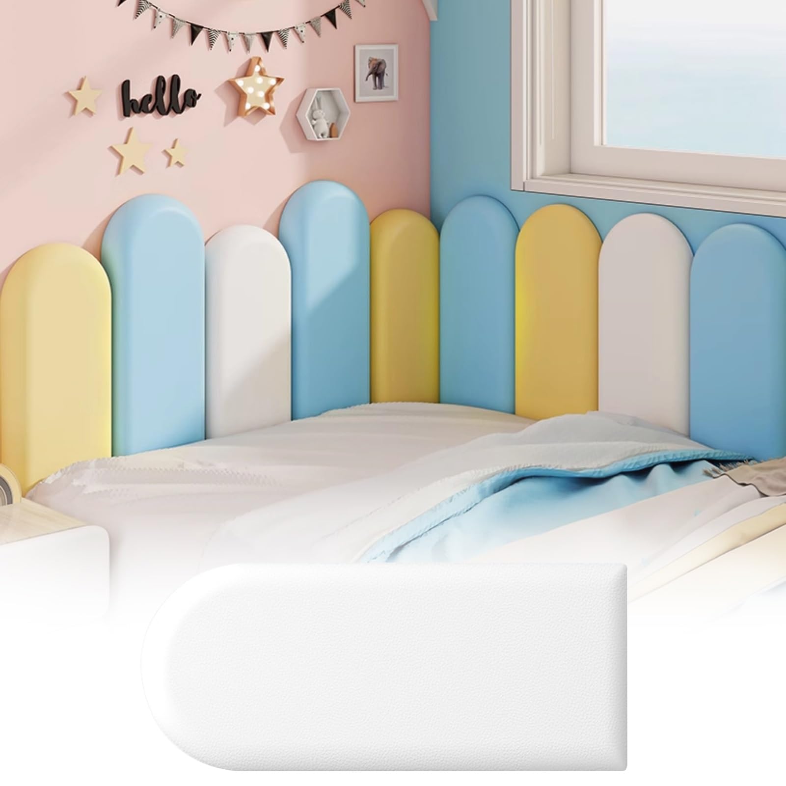 Panneau Protection tête lit Antichoc Design Blanc Matelassé Haute Densité