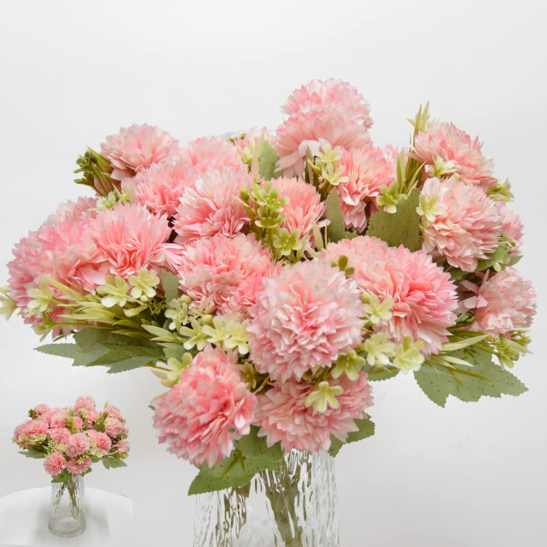 6 PCS Artificial Carnation Flowers Bunches Home Office Table Decor Wedding Bridal Bouquet Centerpieces Arrangements (Pink)