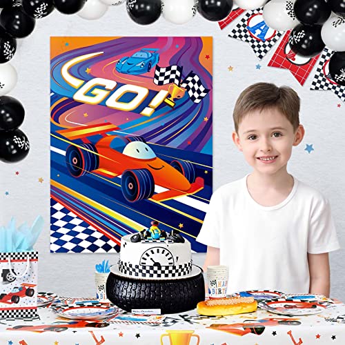 Image of WERNNSAI Race Car Party Games Car Theme Party Supplies for Kids Boys | Pin The Wheel on The Car,Birthday Party Games for Kids,28 inch x 21 inch Poster with 24 Stickers and Blindfold