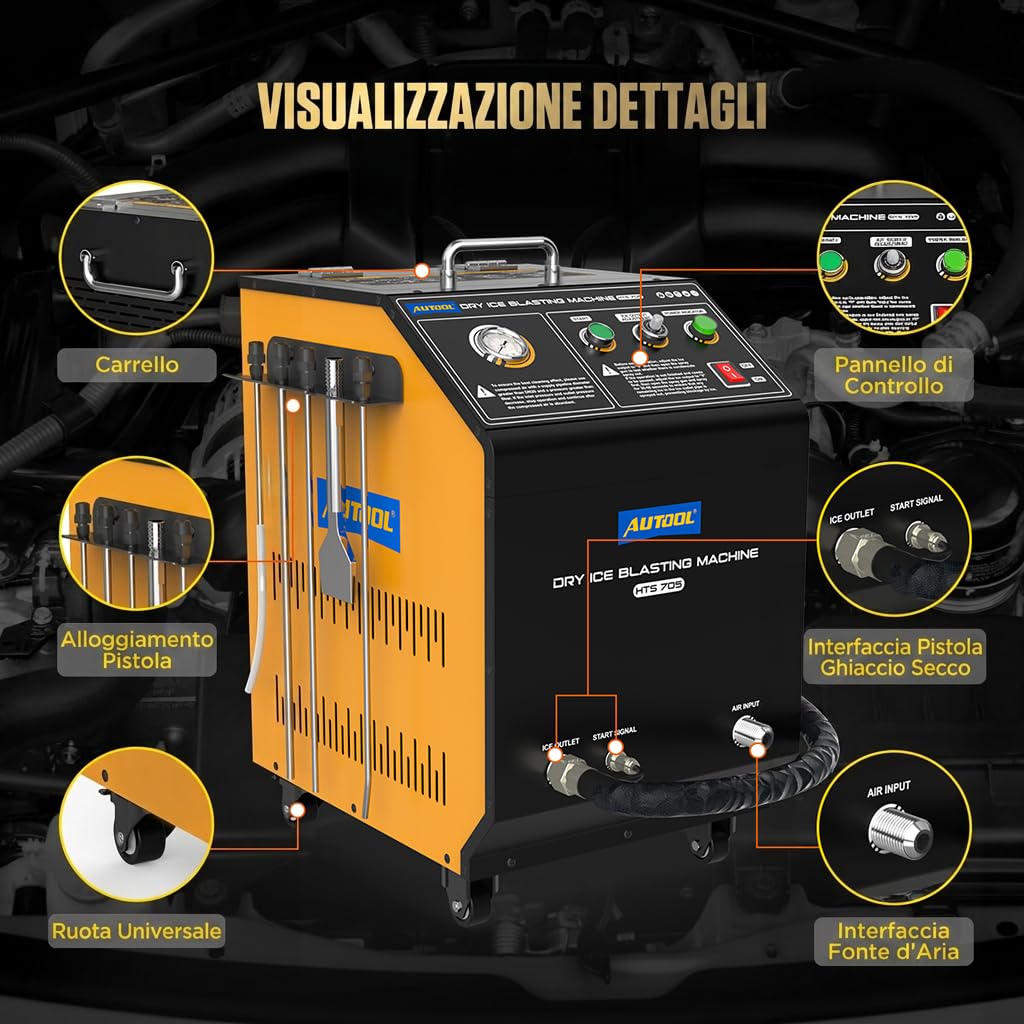 AUTOOL Macchina di sabbiatura del ghiaccio secco automobilistico, pulitori di esplosione di ghiaccio secco per acceleratore, valvole di aspirazione, componenti del motore, camere di combustione del