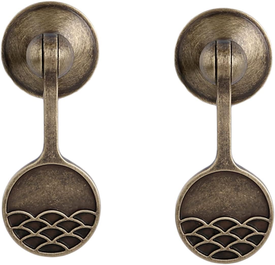 Tnbccxn C Bronze Cabinet Handles, Cabinet Handles,2 Pcs Pure Brass Handle Drop-Shaped Tag Drawer Cabinet Door Pendant(C Bronze)