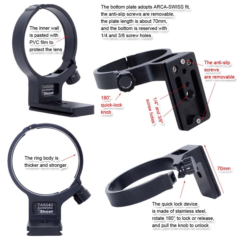 Amazon | カメラリング式三脚座、レンズサポート襟、レンズブラケット