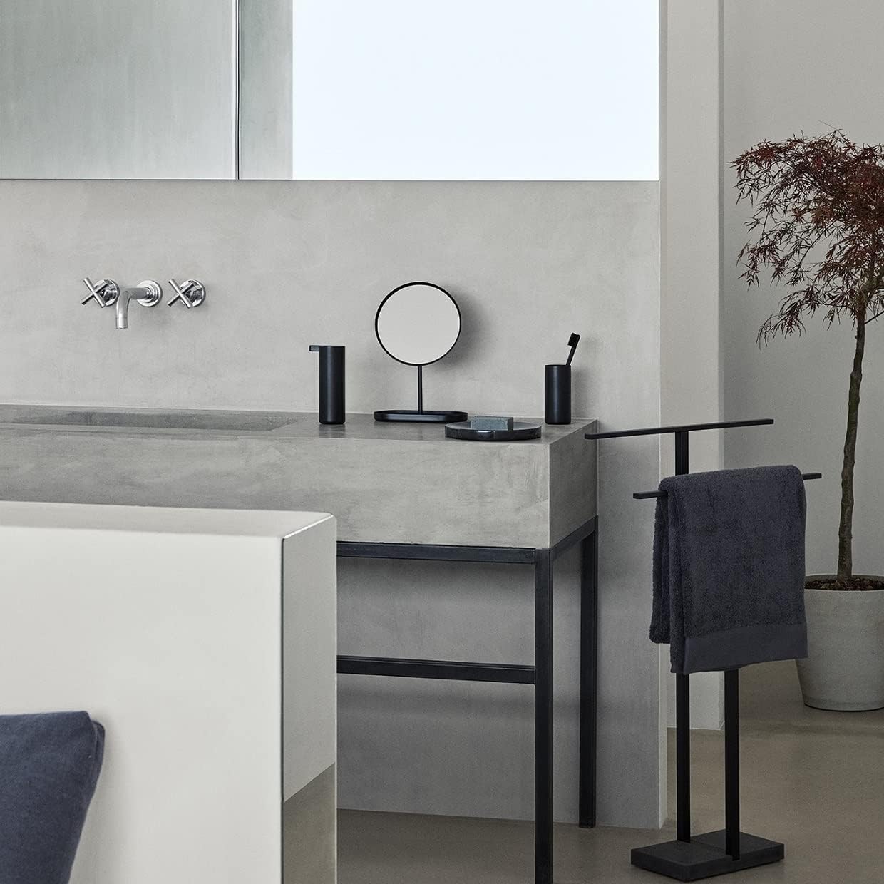 blomus MENOTO Free Standing Towel Rack - 29.5"/75cm Wide - Black