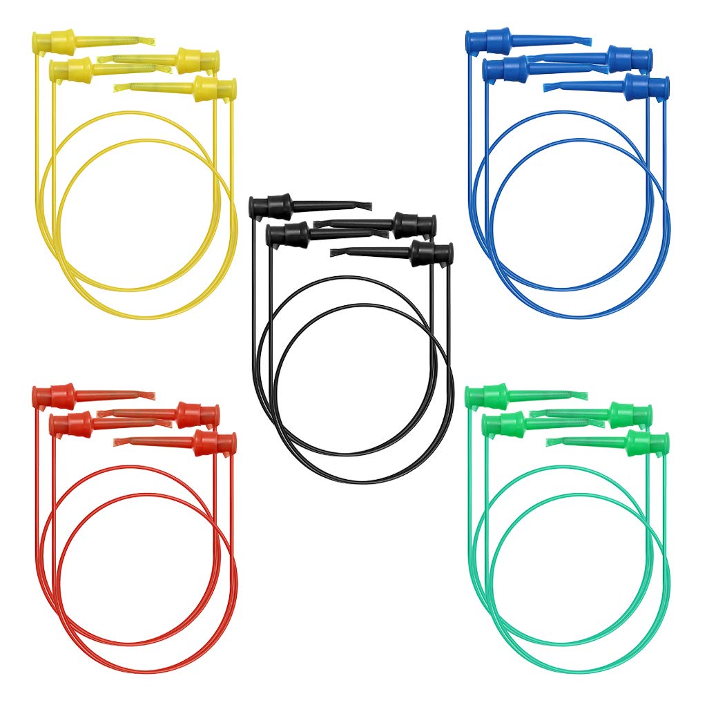 Sumnacon 10 Pcs Multimeter Electrical Test Dual Lead Test Hook Clips - 5 Colors 20 AWG Silicone Flexible Test Cables for Electronic, Component, Testing Connecting - Image 6