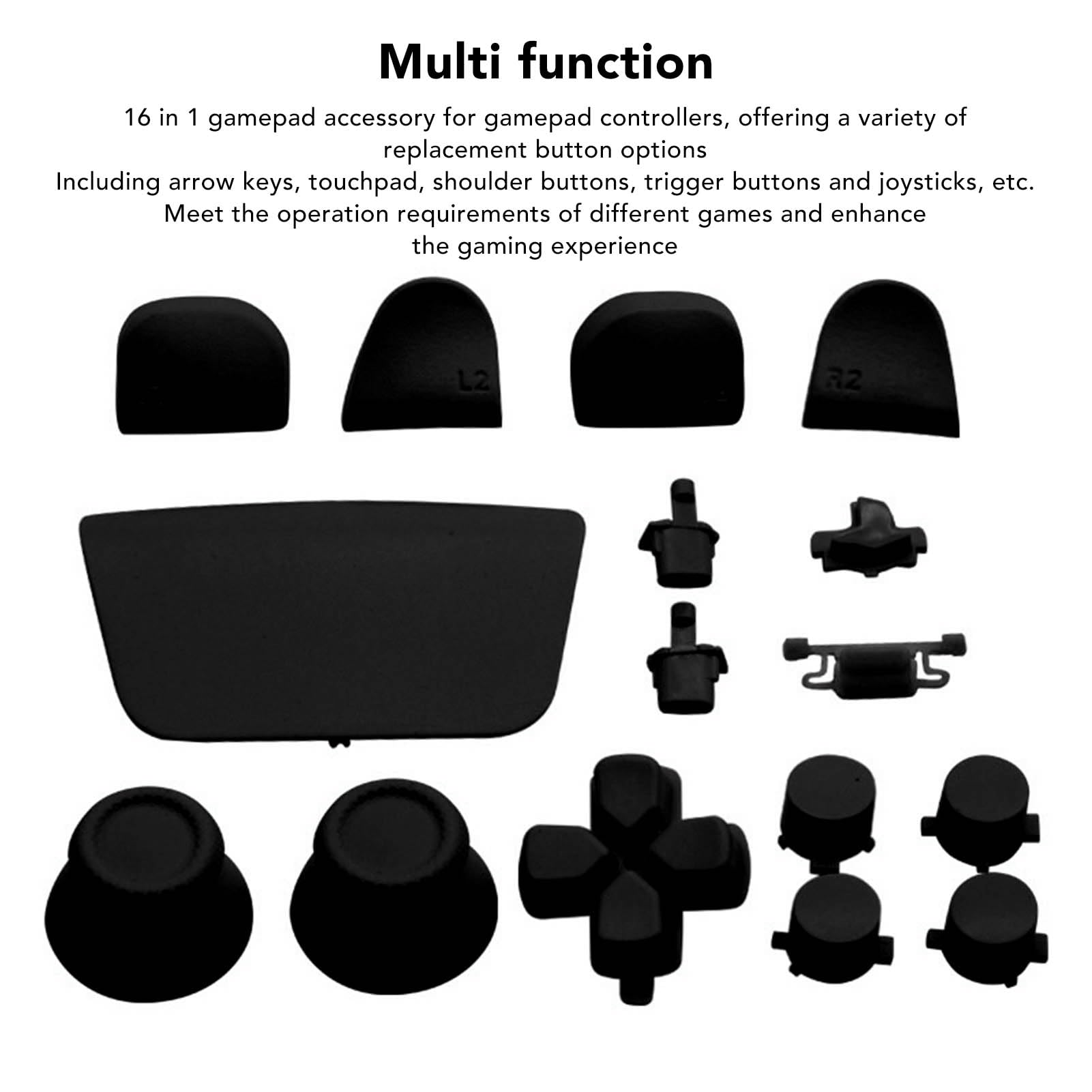 16 szt. Przyciski Zamienne do Kontrolera do Gier, Joysticki do Joysticka na Gamepad, Wymienne Przyciski Spustowe do Kontrolera (Czarny)