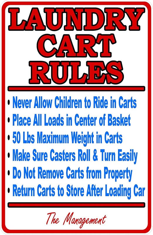 12"x8" Laundry Cart Rules Laundromat Sign Coin Laundry Metal Sign — image 1
