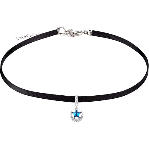FJ Black Leather Choker Necklace for Women