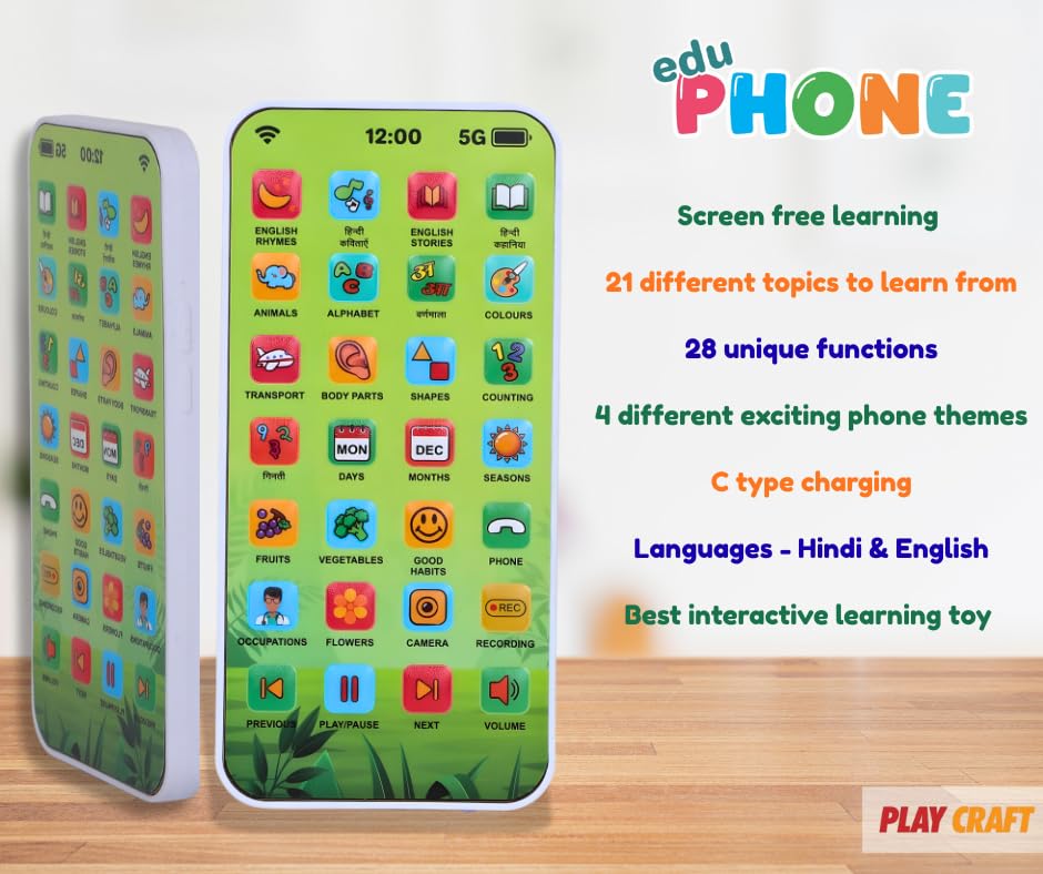 Eksploe EduPhone Rechargeable Kids Phone Buttons Back View