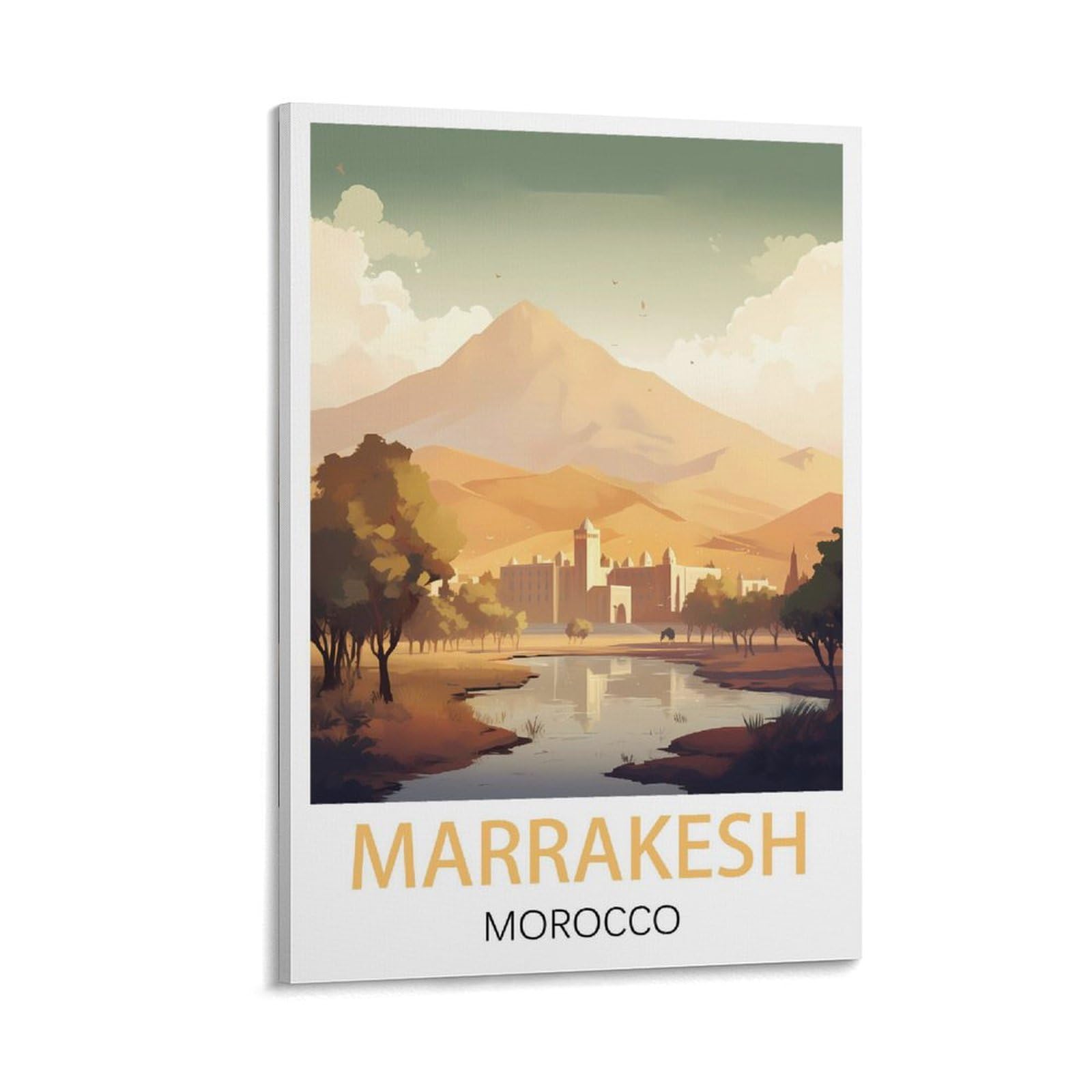 Zzhhegn Frame-Style Marrakesh Morocco Vintage Travel Poster 12X18inch(30X45cm) Canvas Art Poster And Wall Art Picture Print Modern Family Bedroom Decor Posters