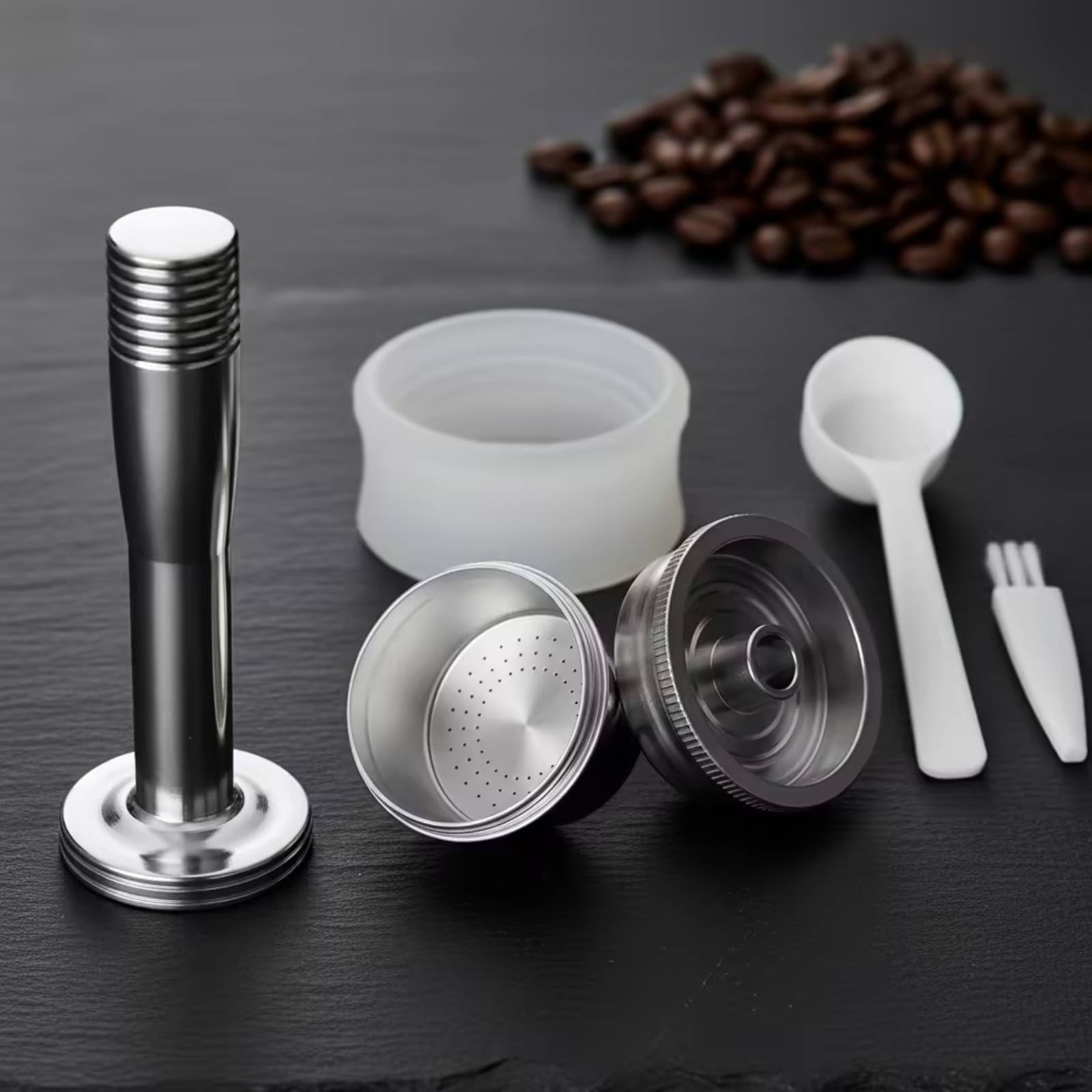 Colador de Café Reutilizable Cápsula Reutilizable Filtro de Espresso Colador Metálico Recargable Acero Inoxidable Base Perforada para Flujo Preciso y, style to 2