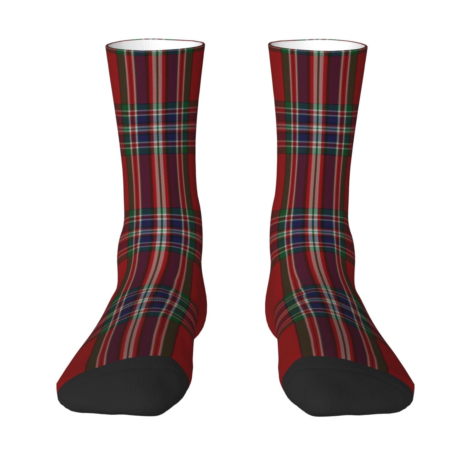 Oudrspo Unisex Clan Macfarlane Tartan Plaid Men & Women Crew Socks,Tartan Plaid Novelty Fashion Casual Crew Tube Sock Athletic Sports Dress Socks