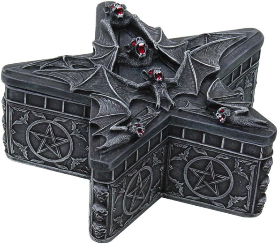 4.75 Inch Screaming Bats Pentagram Jewelry/Trinket Box Figurine