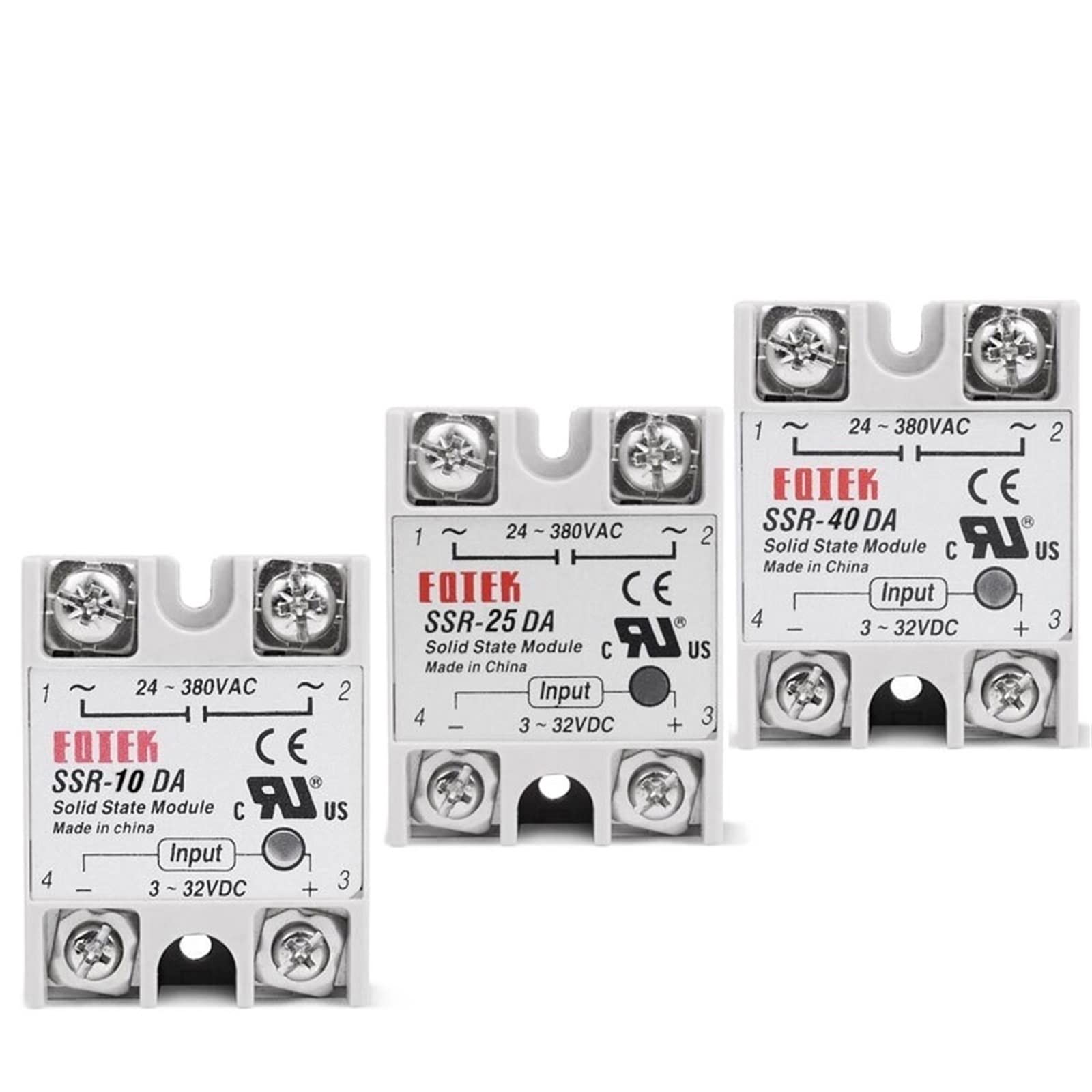 WBNFFUCYU Solid State Relay 10A 25A 40A Single Phase Module 3-32V Input DC 24-380V AC Output SSR-10DA SSR-25DA SSR-40DA I-50(DD (DC-DC),100A)