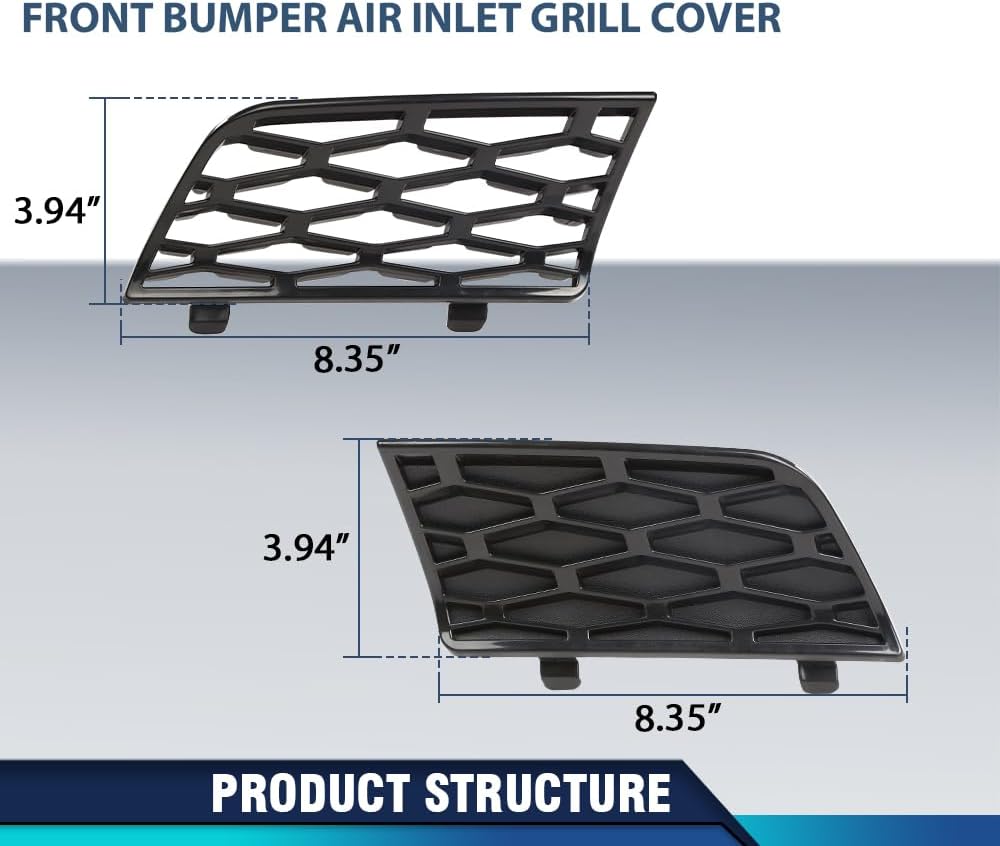 PIT66 Front Bumper Air Inlet Grill Cover Pair Compatible with Land Rover Range Rover L322 4.4L V8 (non-Supercharged) 2006-2009, Not Fit for Range Rover Sport models DXB500340PUY, DXB500350PUY Black