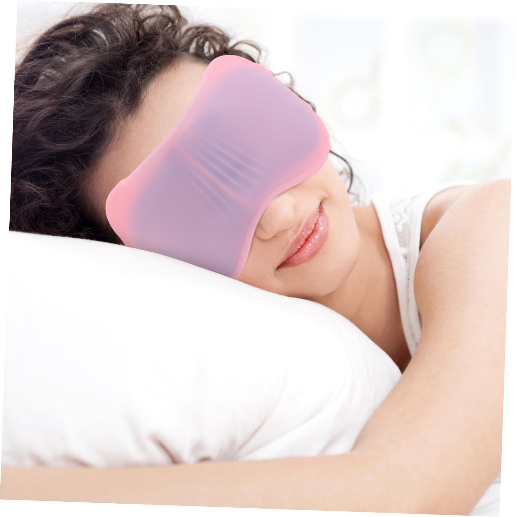 Máscara de Ojos Ajustable de Gel Rosa para Dormir, 1 Juego | Silicona, Compresa Fría y Caliente, Sombreado Nocturno, Uso en Oficina, Descanso Ocular Cómodo