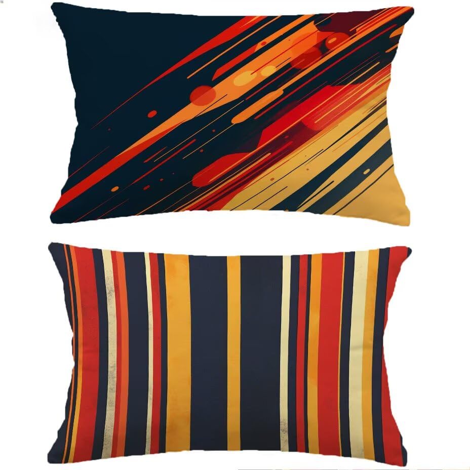 Housse de Coussin Extérieur 70x90 cm Imperméable Aspect Lin Jardin Lot de 2
