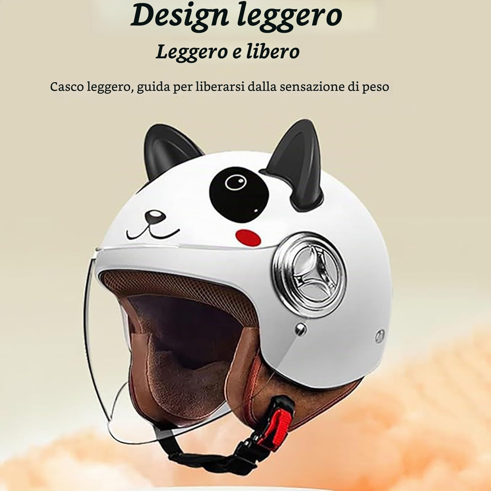Casco Moto Bambini, Casco Scooter, Casco Jet Con Visiera Parasole, 48-53cm