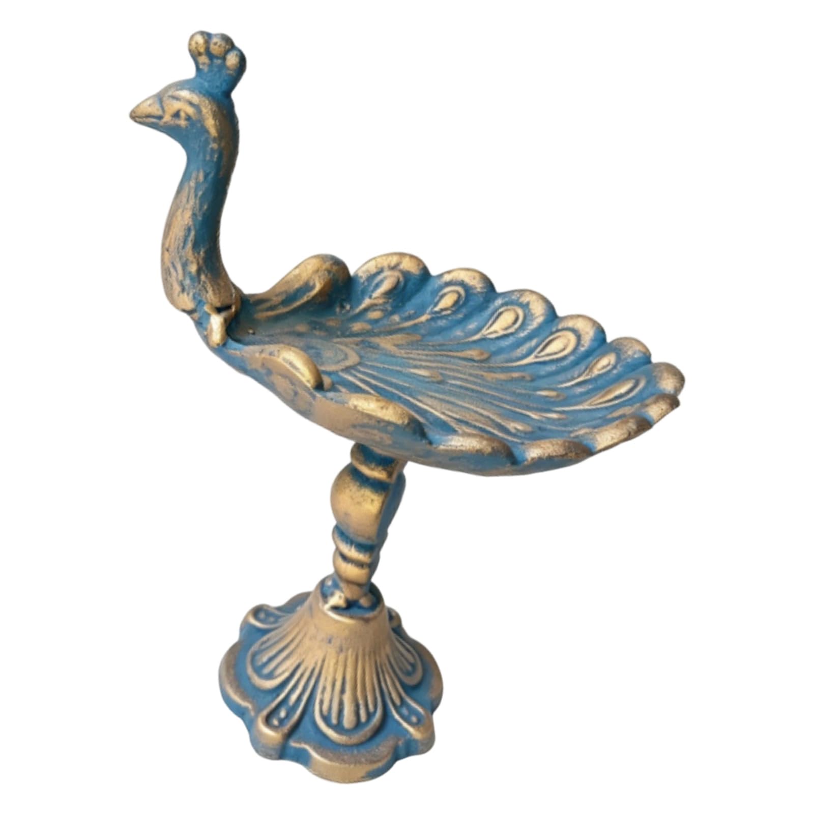 APGLSXY Metallic Bird Tabletop Decor Holder, Vintage Cast Iron Tray with Textured Plume Detail for Home, Garden and Entryway Display Stand Bird Tray Antique Decor Courtyard Ornament Entryway
